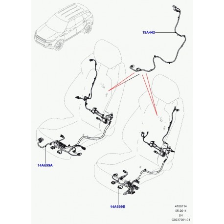 Land rover tringle commande dossier de siege Evoque (LR047458)