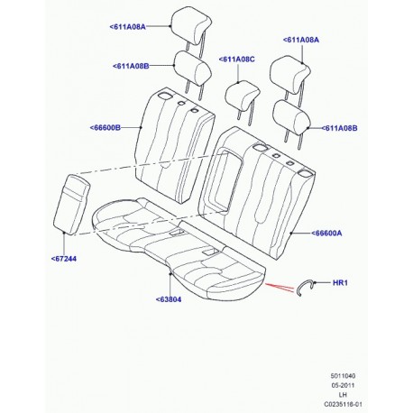 Land rover garniture coussin de siege arrière Evoque (LR047793)