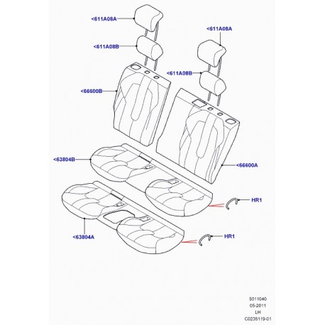 Land rover garniture coussin de siege arrière Evoque (LR047794)