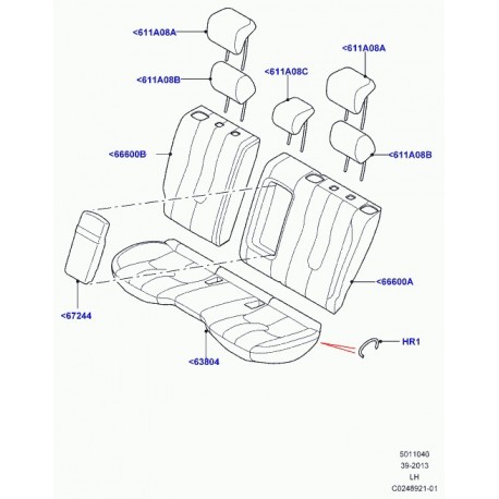 Land rover garniture coussin de siege arrière Evoque (LR047799)