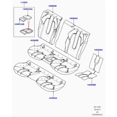 Land rover matelassure coussin de siege arrière Evoque (LR047806)