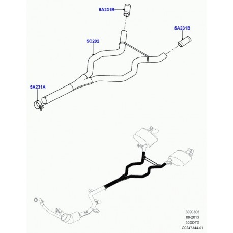 Land rover tuyau intermediaire Range Sport (LR047831)