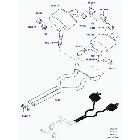 Land rover tuyau intermediaire Range Sport (LR047832)