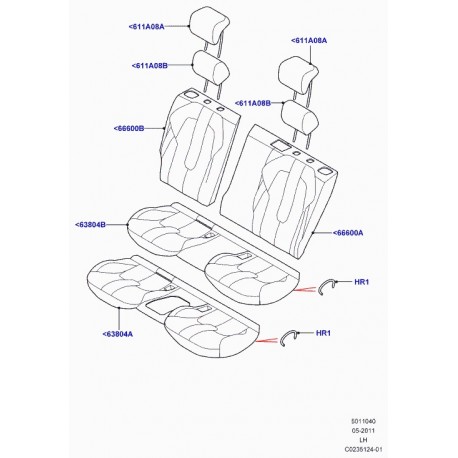 Land rover garniture dossier de siege arrière Evoque (LR047838)