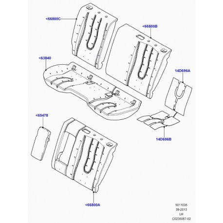 Land rover matelassure dossier de siege arrière Evoque (LR047904)