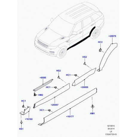 Land rover moulure bas de caisse Range L405,  Sport (LR048270)