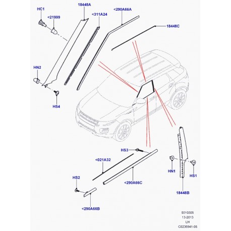 Land rover enjoliveur cadre de glace Evoque (LR048554)