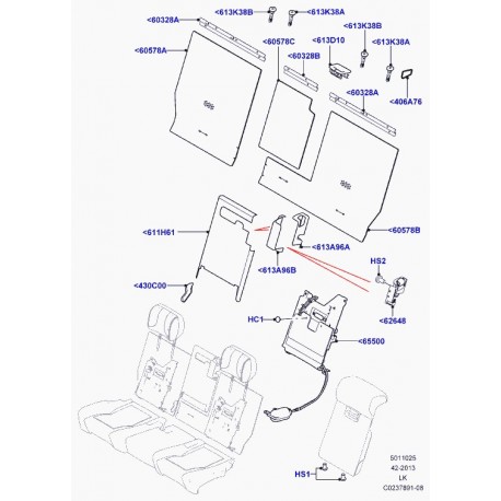 Land rover verrouillage dossier de siege arrière Range L405 (LR048660)