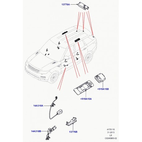 Land rover console passager confort accru Range L405,  Sport (LR048712)