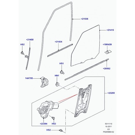 Land rover coulisse de glace Discovery 3 (LR048818)