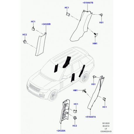 Land rover tole interieure montant c Range L405 (LR049120)