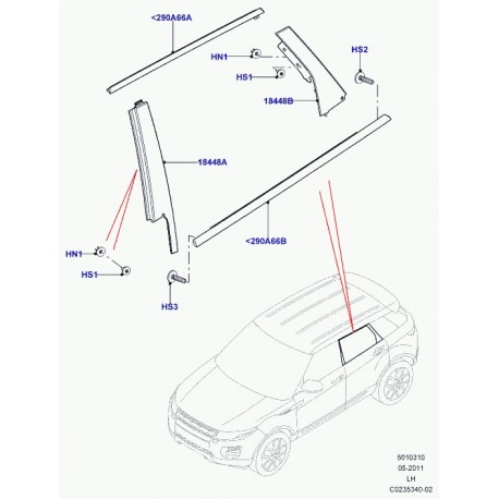 Land rover moulure garnissage de porte Evoque (LR049161)