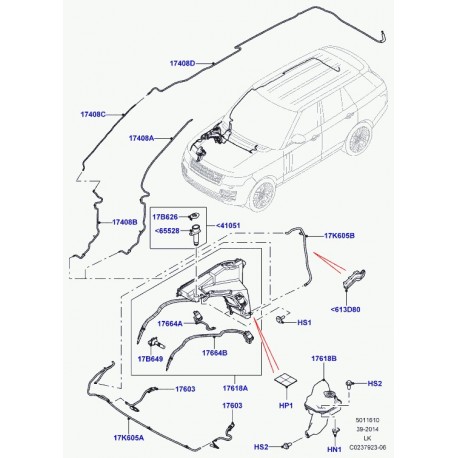 Land rover tuyau flexible lave-glace Range L405 (LR049288)