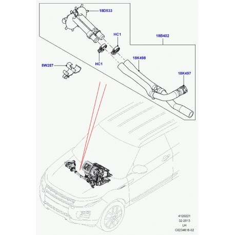 Land rover tuyau a eau chaude Evoque (LR049987)