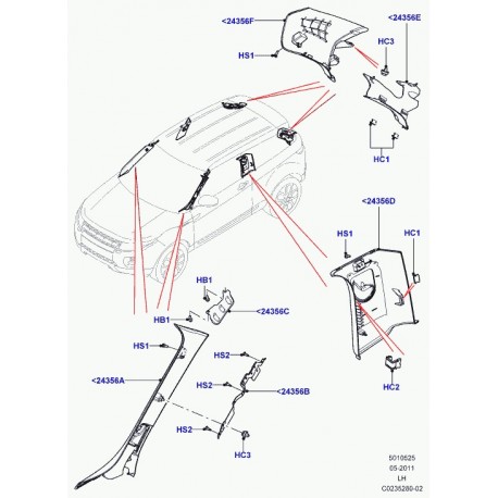 Land rover garnissage panneau lateral Evoque (LR050491)