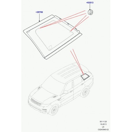 Land rover capuchon obturateur Range L405,  Sport (LR050585)