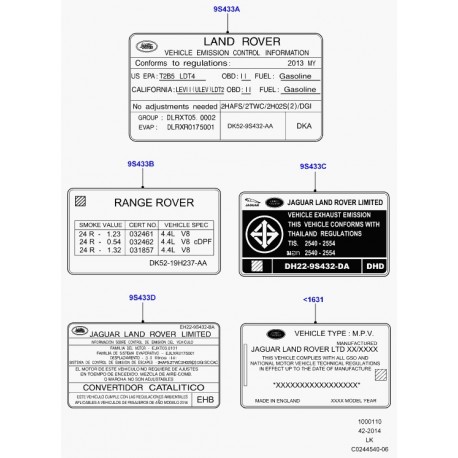 Land rover etiquette emissions Range L405 (LR051287)