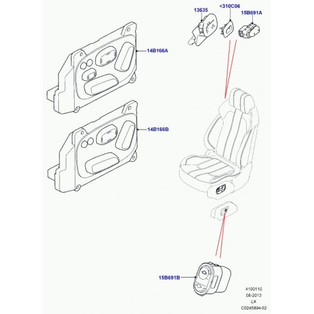 Land rover commutateur reglage electrique siege Range L405,  Sport (LR051677)