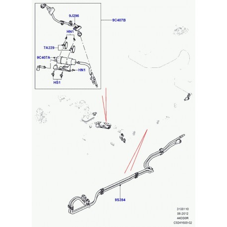 Land rover tube arrivee crct alim. et vapeurs Range L405 (LR052076)