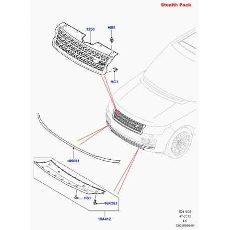 Land rover couvercle crochet remorquage Range L405 (LR052707)