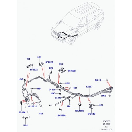 Land rover gaine protection Range L405,  Sport (LR052712)