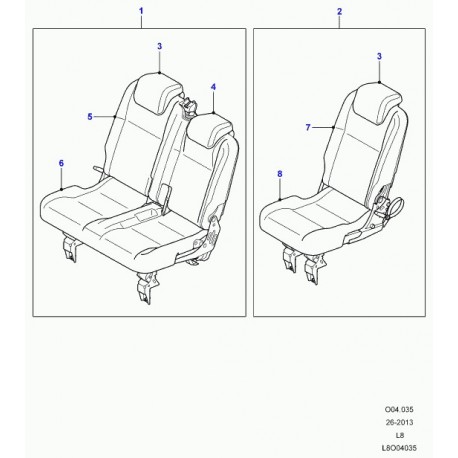 Land rover garniture coussin de siege arrière Defender 90, 110, 130 (LR052725)