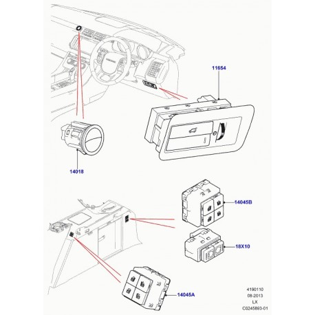 Land rover commutateur reglage electrique siege Range Sport (LR053010)