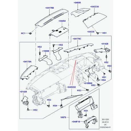 Land rover couvercle combine d'instruments Range L405 (LR053300)