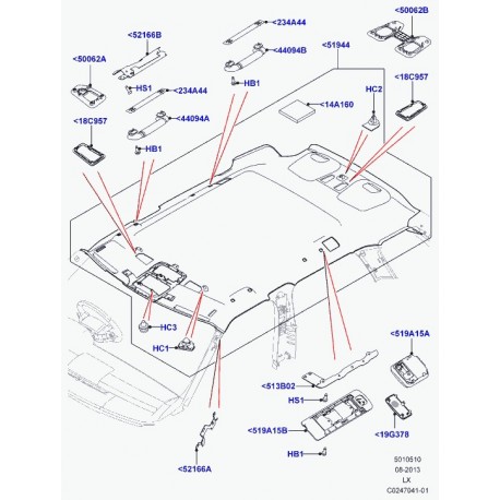 Land rover garnissage de pavillon Range Sport (LR053486)