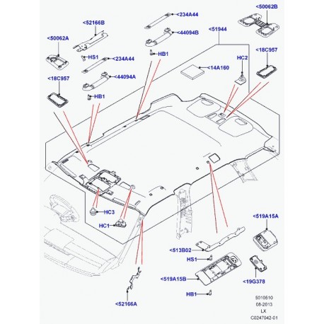 Land rover garnissage de pavillon Range Sport (LR053596)