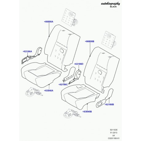 Land rover matelassure dossier de siege arrière Range L405 (LR054018)