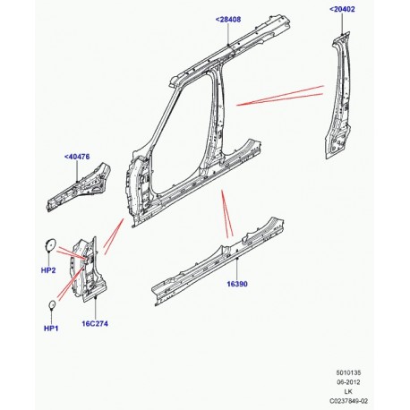 Land rover renfort bas caisse latéral carosserie Range L405 (LR054310)