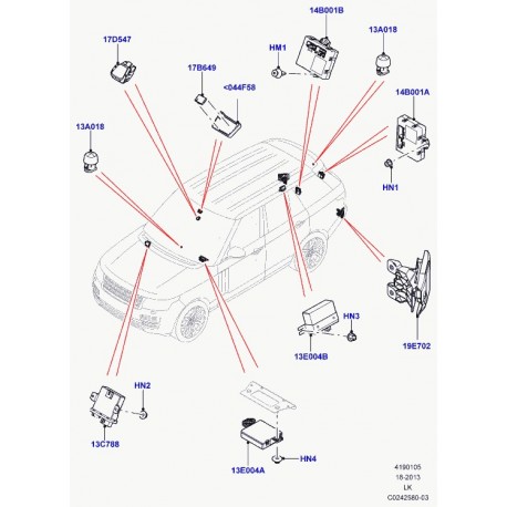 Land rover capteur-surveillance angles morts Range L405 (LR054415)