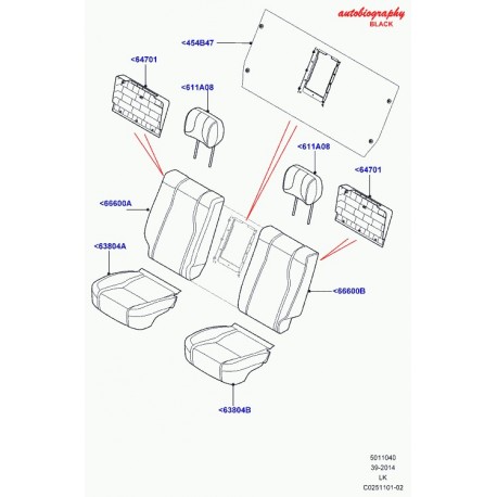 Land rover garniture coussin de siege arrière Range L405 (LR054448)