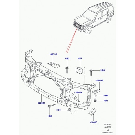 Land rover support avant du vehicule Discovery 3 (LR054810)