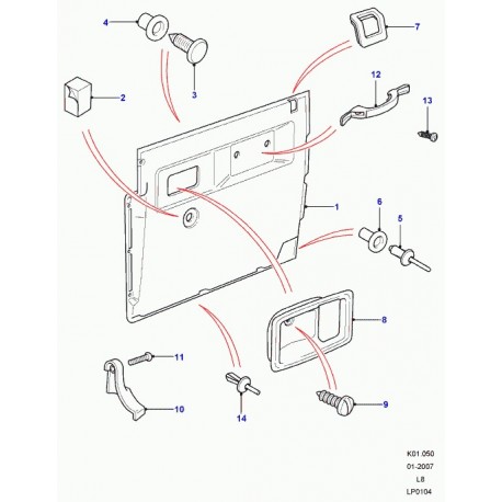 Land rover panneau de garnissage de porte Defender 90, 110, 130 (LR055513)