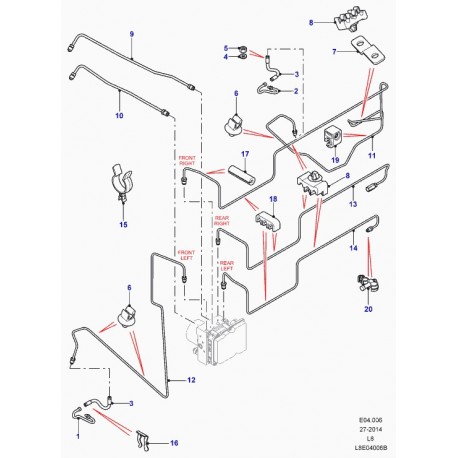 Land rover tuyau de frein Defender 90, 110, 130 (LR055944)