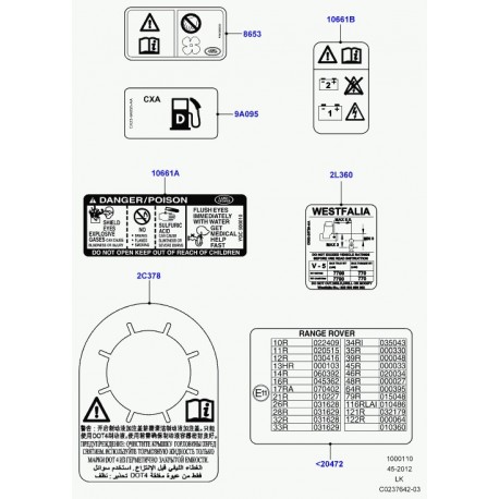 Land rover etiquette homolog. europeenne Range L405 (LR056509)