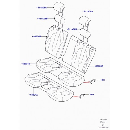 Land rover garniture coussin de siege arrière Evoque (LR056698)