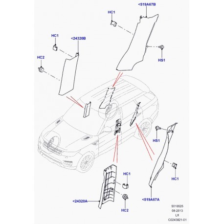 Land rover tole interieure montant b Range Sport (LR056810)