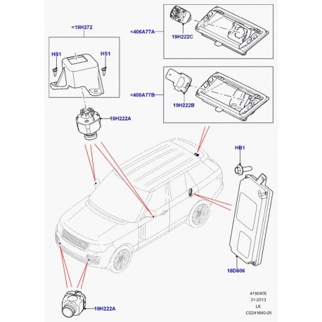 Land rover camera d'aide au stationnement Range L405 (LR057354)