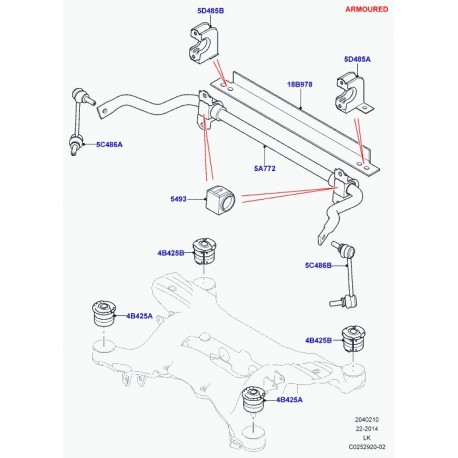 Land rover garniture insonor. av - traverse Range L405 (LR057706)