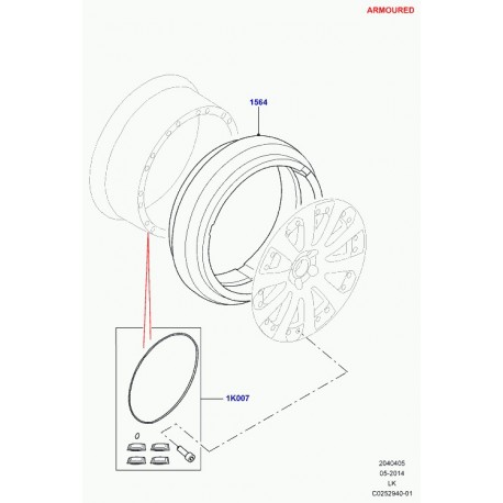 Land rover kit fixation de jante divisee Range L405 (LR057729)