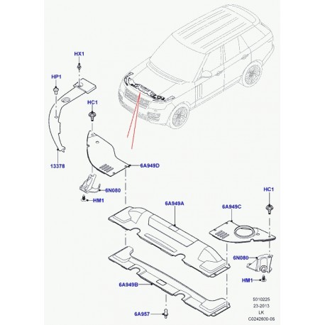 Land rover moulure protection penetra neige Range L405 (LR059975)