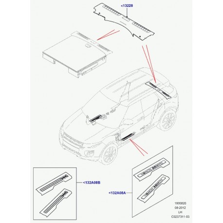 Land rover jeu de roulement de bas de marche Evoque (LR061563)