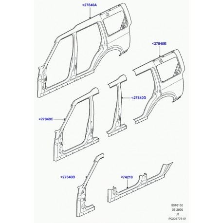 Land rover panneau lateral Discovery 3 (LR064249)