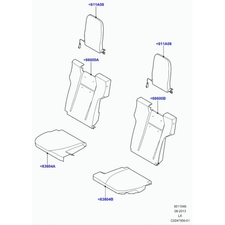 Land rover garniture coussin de siege arrière Range Sport (LR064360)