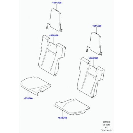 Land rover garniture coussin de siege arrière Range Sport (LR064363)