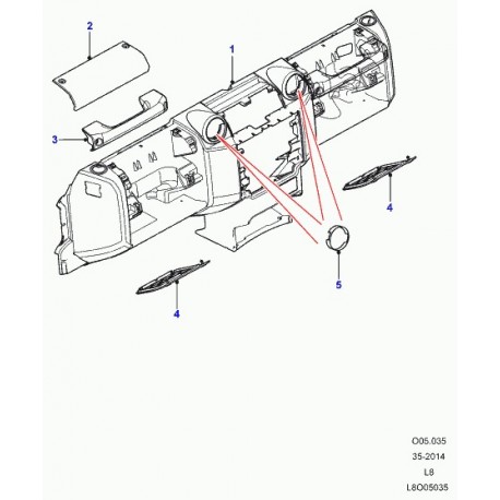 Land rover tole de console Defender 90, 110, 130 (LR065350)