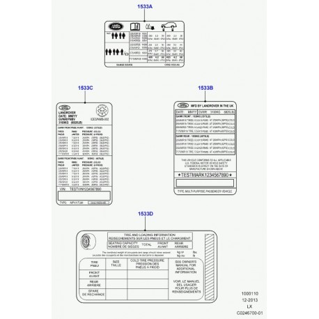 Land rover decalque indicatr.-pression pneus Range Sport (LR065460)